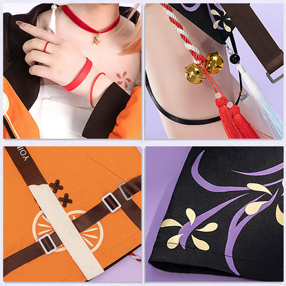 Genshin Impact Yoimiya Doujin Causal Wear Flowers Birds And Love High Quality Anime Hot Game Halloween Cosplay Costume