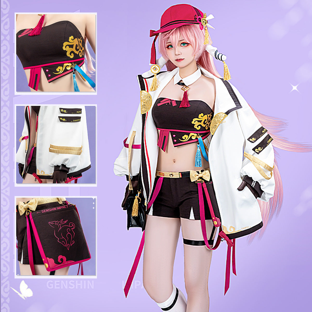 Genshin Impact Yanfei Dress High Quality Anime Hot Game Halloween Cosplay Costume