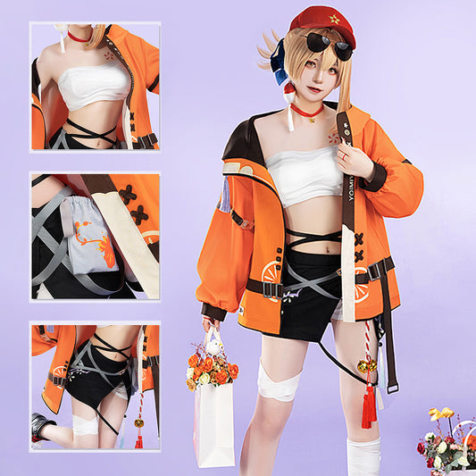 Genshin Impact Yoimiya Doujin Causal Wear Flowers Birds And Love High Quality Anime Hot Game Halloween Cosplay Costume