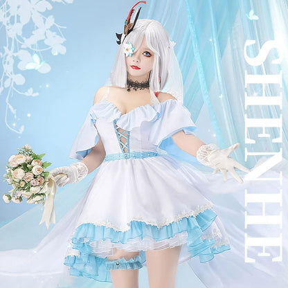 Genshin Impact Shenhe Dress High Quality Anime Hot Game Halloween Cosplay Costume