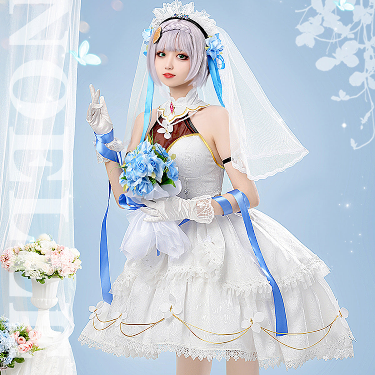 Genshin Impact Rose Noelle Wedding Dress High Quality Anime Hot Game Halloween Cosplay Costume