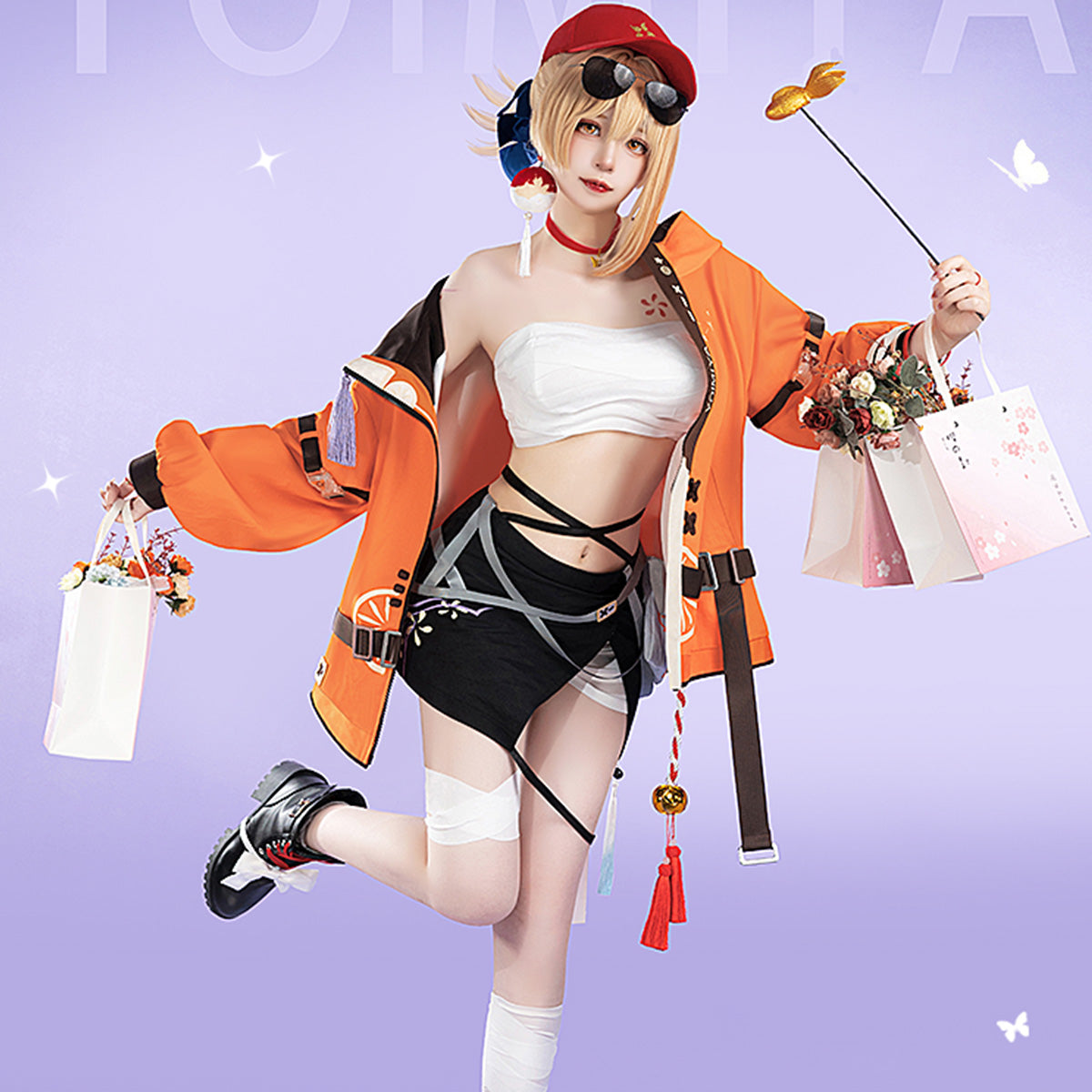 Genshin Impact Yoimiya Doujin Causal Wear Flowers Birds And Love High Quality Anime Hot Game Halloween Cosplay Costume