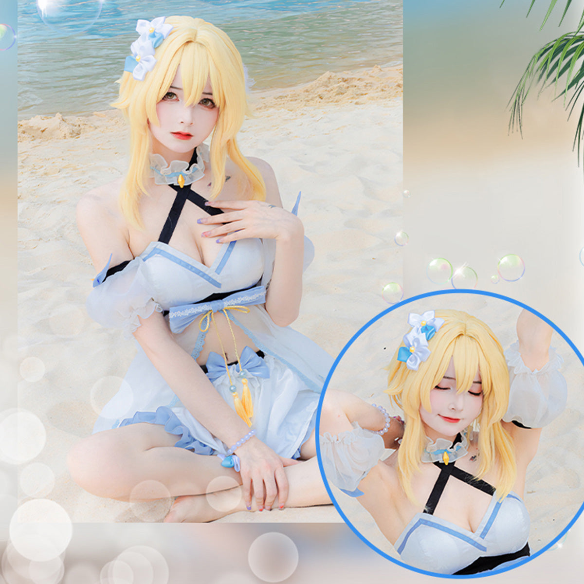 Genshin Impact Ying Lovely Sweet Summer Beach Swimsuit High Quality Anime Hot Game Halloween Cosplay Costume