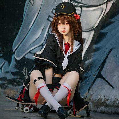 Genshin Impact Hutao Skateboard Girl High Quality Anime Game Halloween Cosplay Costume - Qcoser