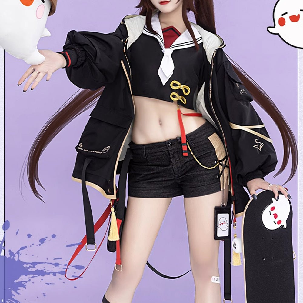 Genshin Impact Hutao Skateboard Girl High Quality Anime Game Halloween Cosplay Costume - Qcoser