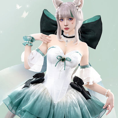 Genshin Impact Lynette Balletcore Dress Fullset Girl High Quality Anime Game Halloween Cosplay Costume - Qcoser