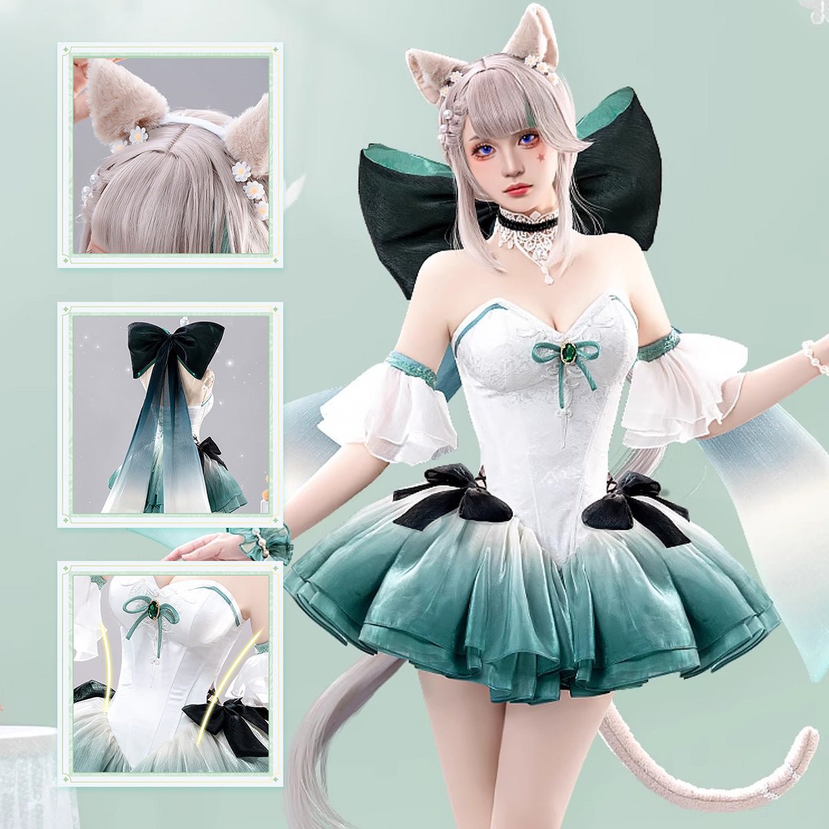 Genshin Impact Lynette Balletcore Dress Fullset Girl High Quality Anime Game Halloween Cosplay Costume - Qcoser