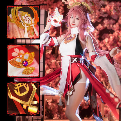 Genshin Impact Yae Miko High Quality Anime Game Halloween Cosplay Costume - Qcoser