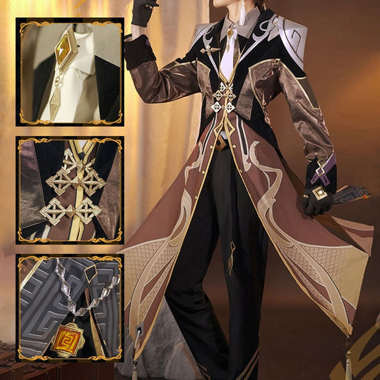 Genshin Impact Zhongli Monarch High Quality Anime Game Halloween Cosplay Costume - Qcoser