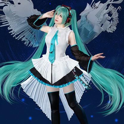 Hatsune Miku 16th Anniversary Women Cute Costume Dress Headphone Cosplay Costume - Qcoser