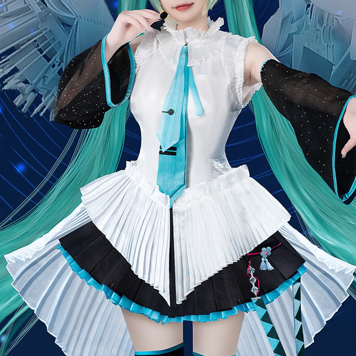 Hatsune Miku 16th Anniversary Women Cute Costume Dress Headphone Cosplay Costume - Qcoser