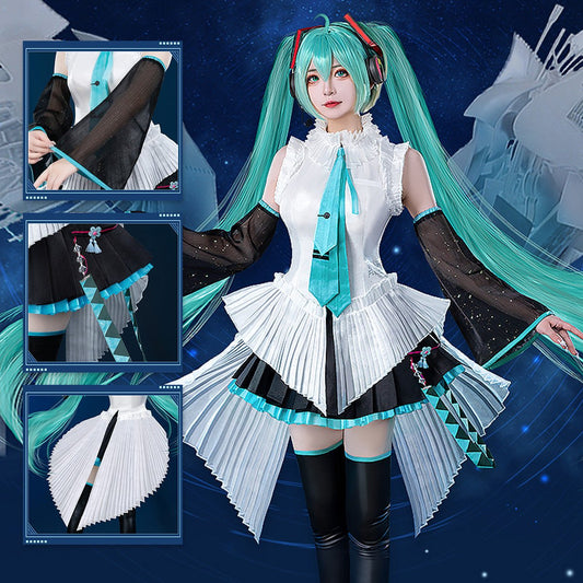 Hatsune Miku 16th Anniversary Women Cute Costume Dress Headphone Cosplay Costume - Qcoser