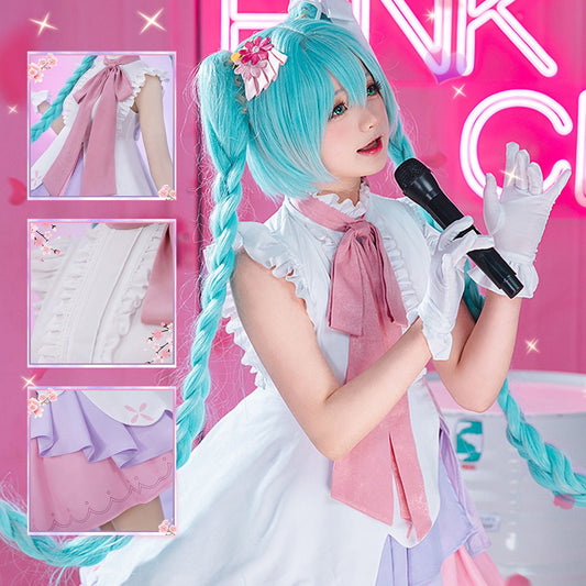 Hatsune Miku Anime Figure Miku Wonderland Rapunzel Halloween Uniform Cute Party Dress Cosplay Costume - Qcoser