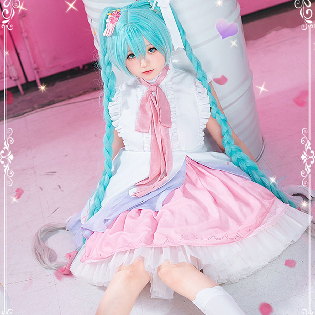 Hatsune Miku Anime Figure Miku Wonderland Rapunzel Halloween Uniform Cute Party Dress Cosplay Costume - Qcoser