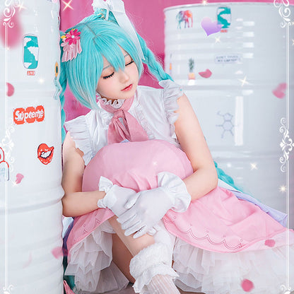 Hatsune Miku Anime Figure Miku Wonderland Rapunzel Halloween Uniform Cute Party Dress Cosplay Costume - Qcoser