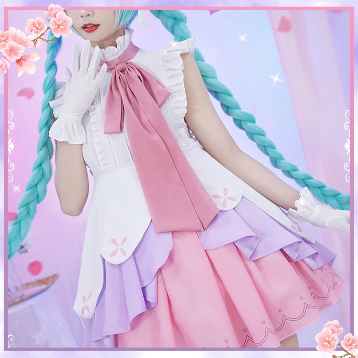 Hatsune Miku Anime Figure Miku Wonderland Rapunzel Halloween Uniform Cute Party Dress Cosplay Costume - Qcoser