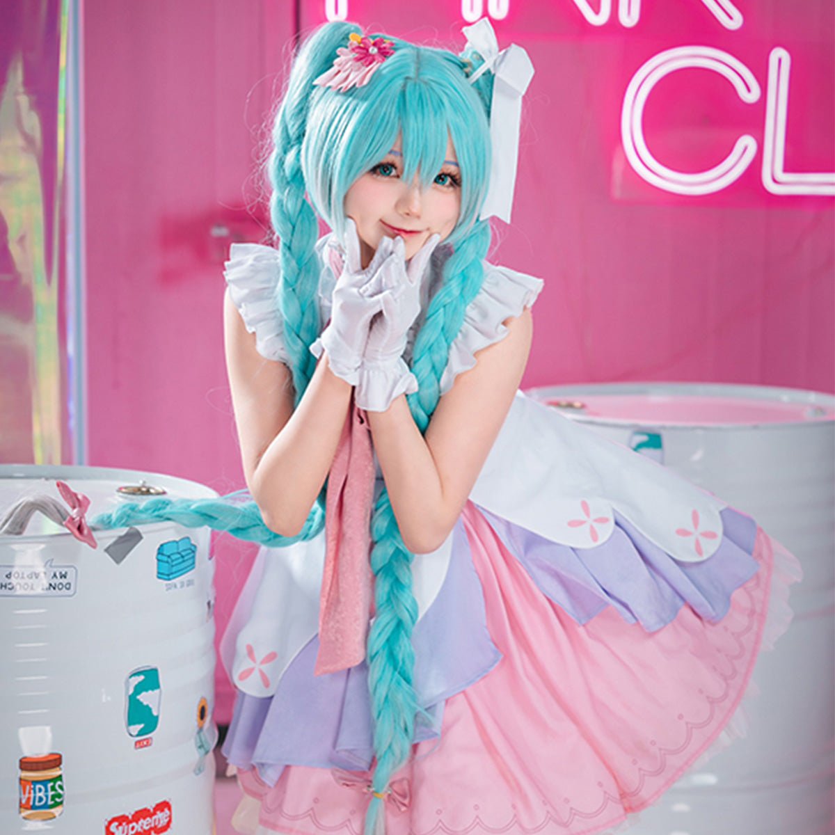 Hatsune Miku Anime Figure Miku Wonderland Rapunzel Halloween Uniform Cute Party Dress Cosplay Costume - Qcoser