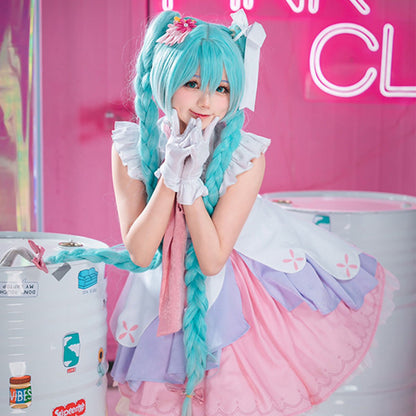 Hatsune Miku Anime Figure Miku Wonderland Rapunzel Halloween Uniform Cute Party Dress Cosplay Costume - Qcoser