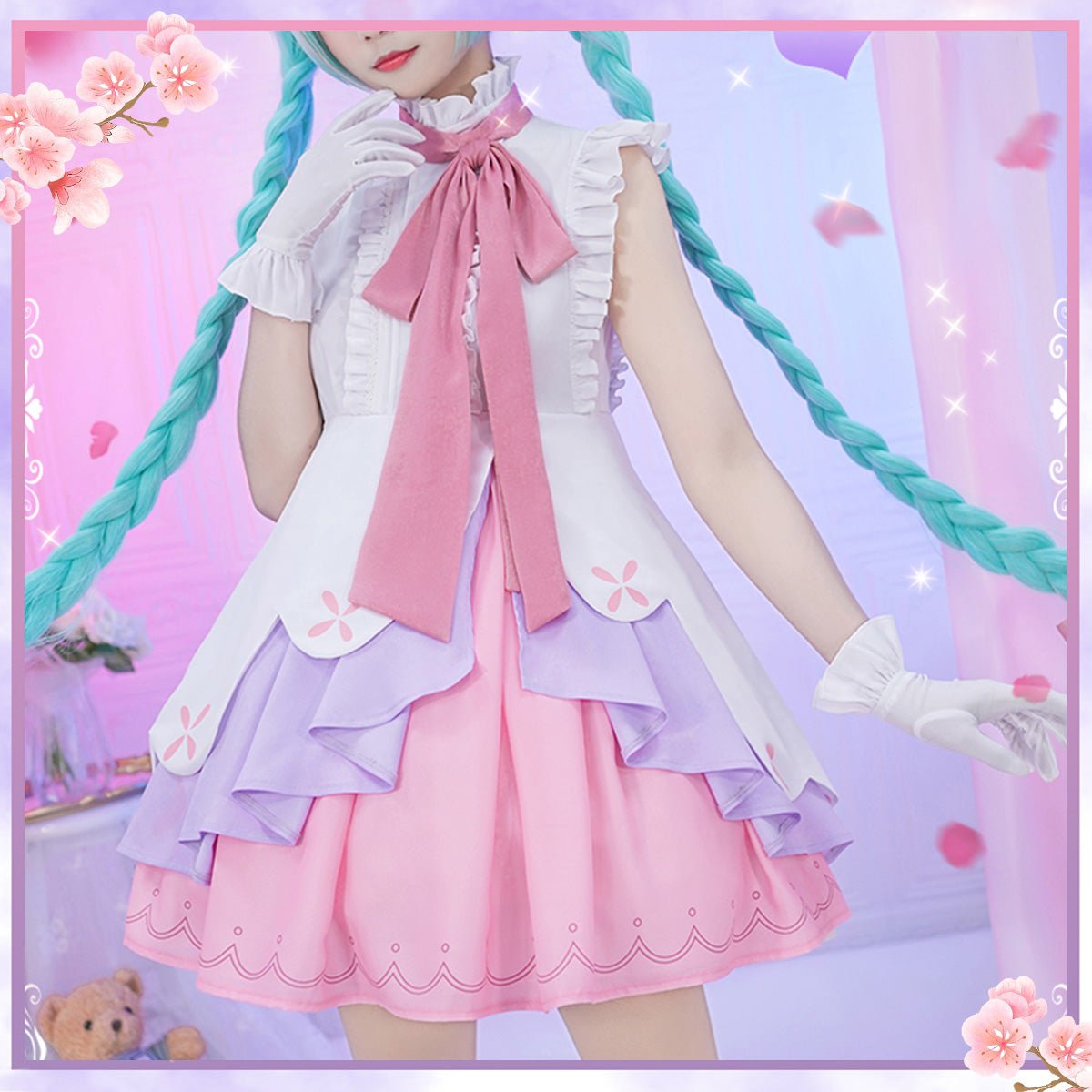 Hatsune Miku Anime Figure Miku Wonderland Rapunzel Halloween Uniform Cute Party Dress Cosplay Costume - Qcoser