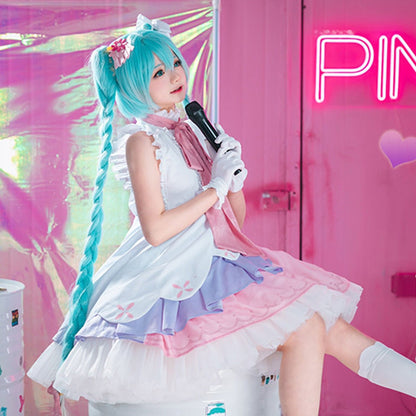 Hatsune Miku Anime Figure Miku Wonderland Rapunzel Halloween Uniform Cute Party Dress Cosplay Costume - Qcoser