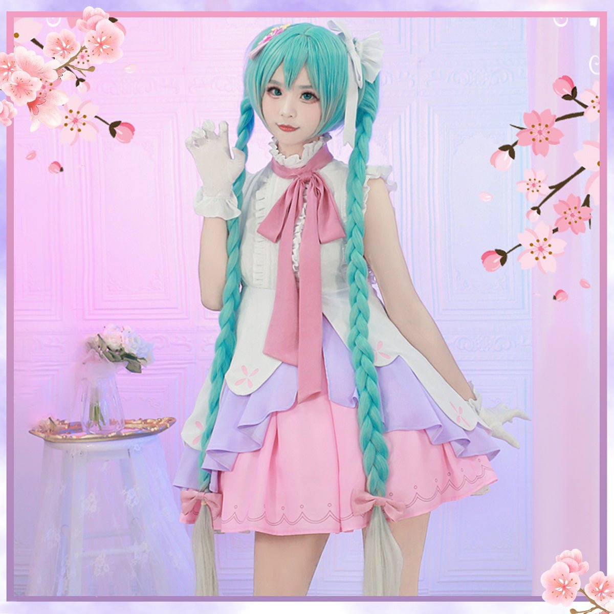 Hatsune Miku Anime Figure Miku Wonderland Rapunzel Halloween Uniform Cute Party Dress Cosplay Costume - Qcoser