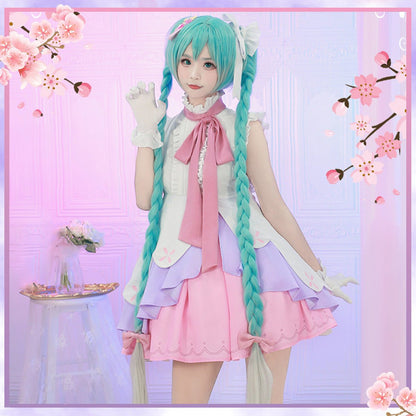 Hatsune Miku Anime Figure Miku Wonderland Rapunzel Halloween Uniform Cute Party Dress Cosplay Costume - Qcoser