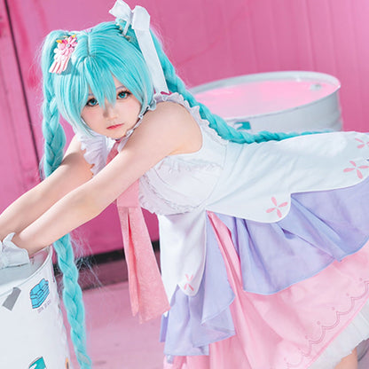 Hatsune Miku Anime Figure Miku Wonderland Rapunzel Halloween Uniform Cute Party Dress Cosplay Costume - Qcoser