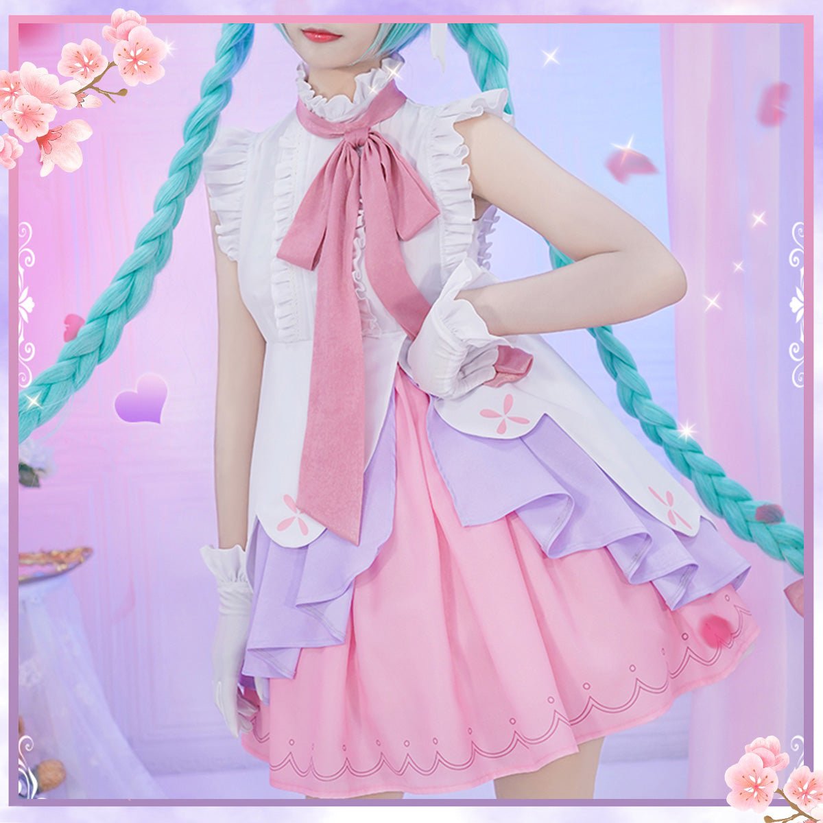 Hatsune Miku Anime Figure Miku Wonderland Rapunzel Halloween Uniform Cute Party Dress Cosplay Costume - Qcoser