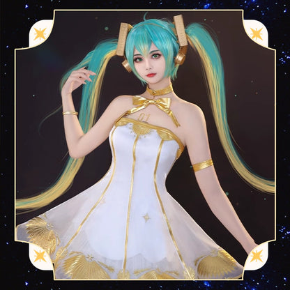 Hatsune Miku Anime Symphony Miku Party Dress Cute Lovely For Christmas Halloween Uniform For Girls Cosplay Costume - Qcoser