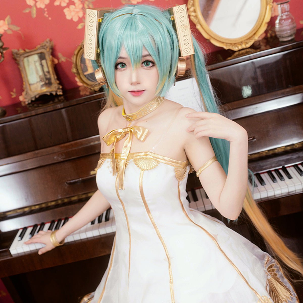 Hatsune Miku Anime Symphony Miku Party Dress Cute Lovely For Christmas Halloween Uniform For Girls Cosplay Costume - Qcoser