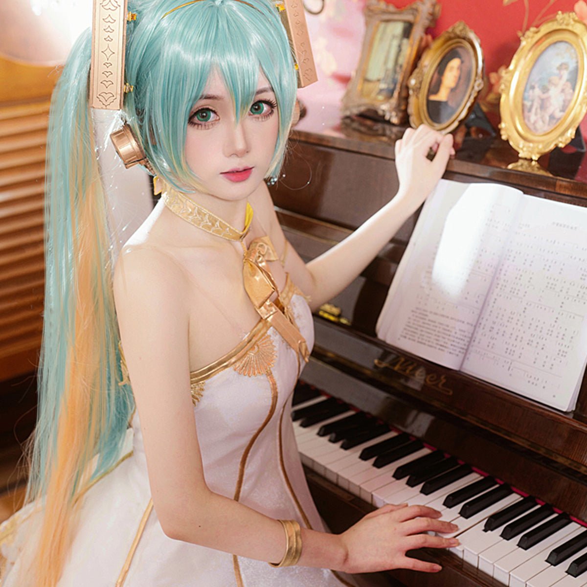 Hatsune Miku Anime Symphony Miku Party Dress Cute Lovely For Christmas Halloween Uniform For Girls Cosplay Costume - Qcoser