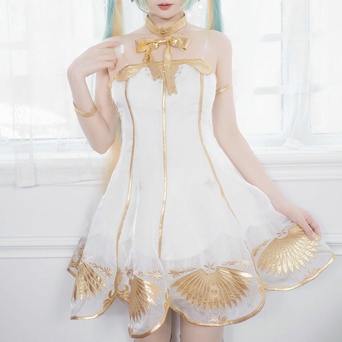 Hatsune Miku Anime Symphony Miku Party Dress Cute Lovely For Christmas Halloween Uniform For Girls Cosplay Costume - Qcoser