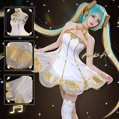 Hatsune Miku Anime Symphony Miku Party Dress Cute Lovely For Christmas Halloween Uniform For Girls Cosplay Costume - Qcoser