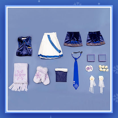 Hatsune Miku Anime V Singer Blue Winter Dress Cosplay Costume - Qcoser