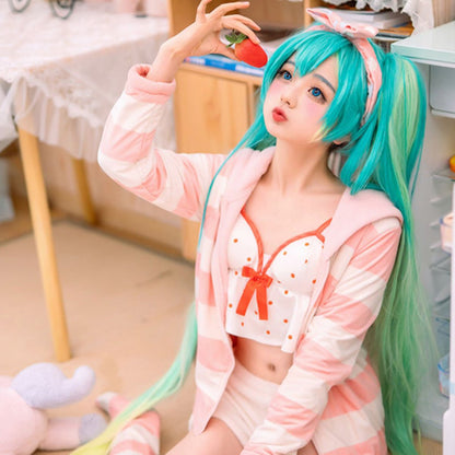 Hatsune Miku Halloween Uniform Miku Cute Room Wear Pajamas Sleepwear Outfits for Women Girls Daily Wear Cosplay Costume - Qcoser