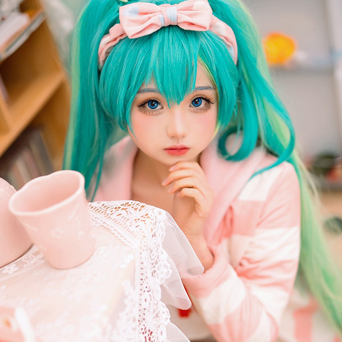 Hatsune Miku Halloween Uniform Miku Cute Room Wear Pajamas Sleepwear Outfits for Women Girls Daily Wear Cosplay Costume - Qcoser