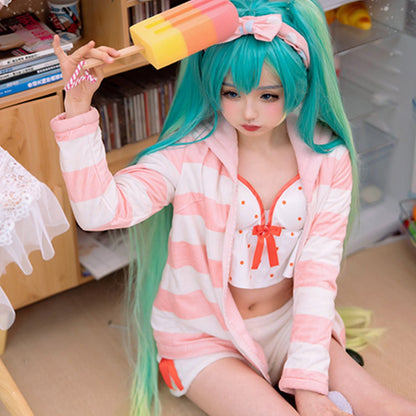 Hatsune Miku Halloween Uniform Miku Cute Room Wear Pajamas Sleepwear Outfits for Women Girls Daily Wear Cosplay Costume - Qcoser