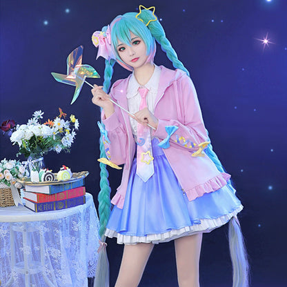 Hatsune Miku illusional Digital Stars Miku Coat Uniform Anime Women Daily Dress Cosplay Costume - Qcoser