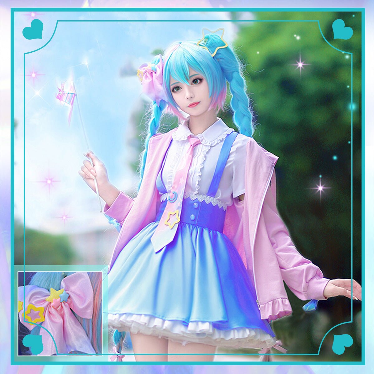 Hatsune Miku illusional Digital Stars Miku Coat Uniform Anime Women Daily Dress Cosplay Costume - Qcoser