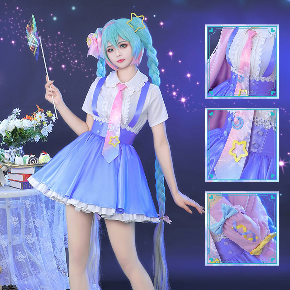 Hatsune Miku illusional Digital Stars Miku Coat Uniform Anime Women Daily Dress Cosplay Costume - Qcoser