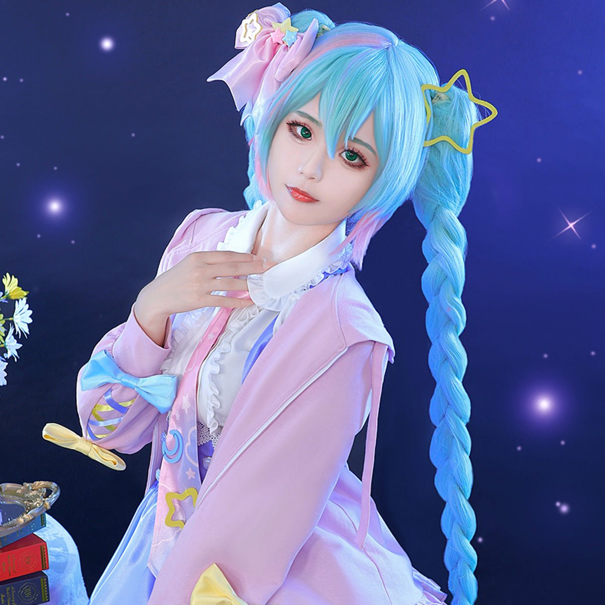 Hatsune Miku illusional Digital Stars Miku Coat Uniform Anime Women Daily Dress Cosplay Costume - Qcoser