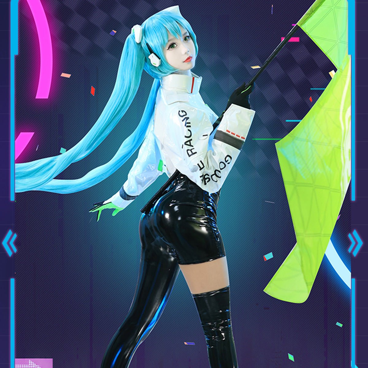 Hatsune Miku Racing Cool Suit Cosplay Costume - Qcoser