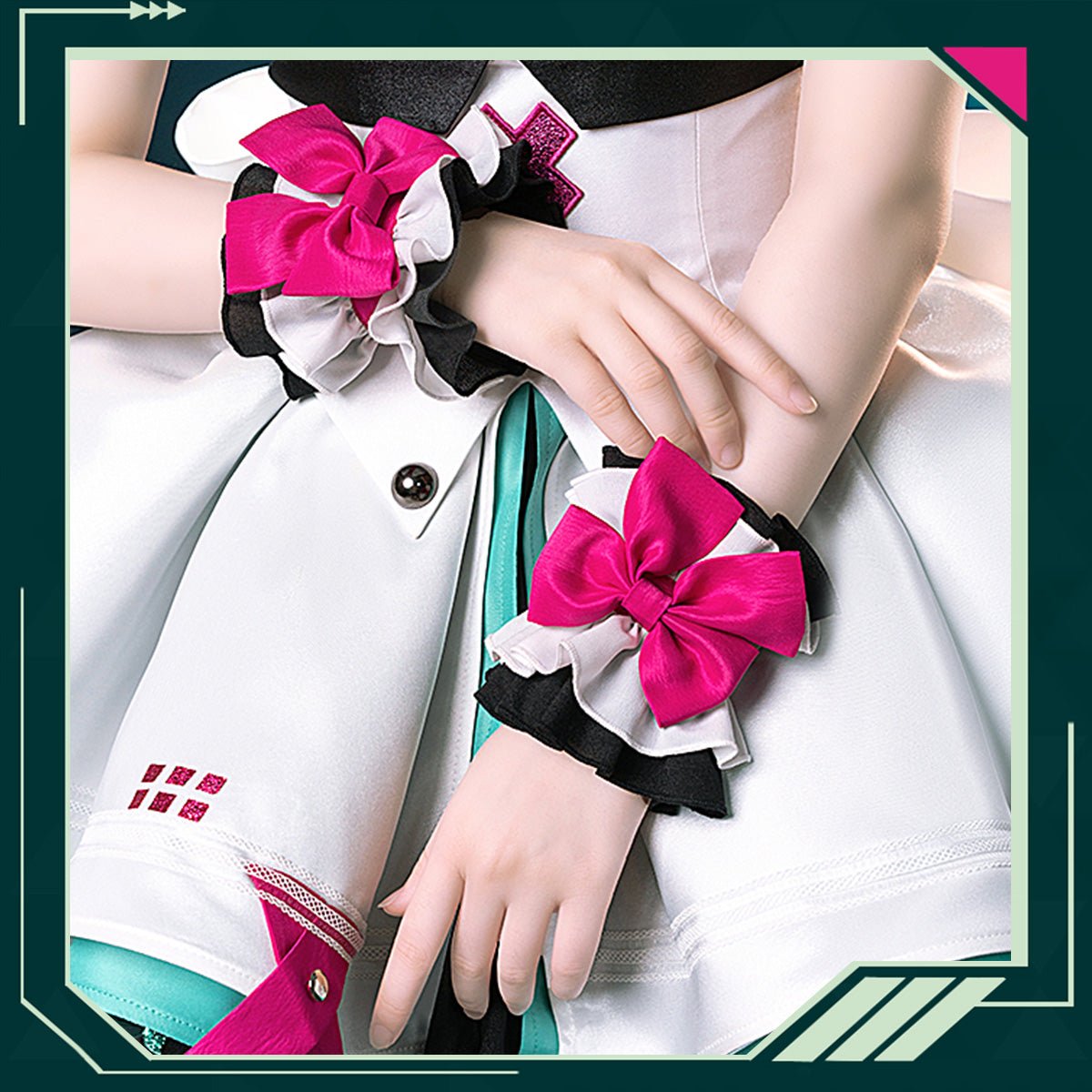 Hatsune Miku Vocal Cosplay Costume Little Raccoon Dress with Waistband and Sleeves and Thigh Cosplay Costume - Qcoser