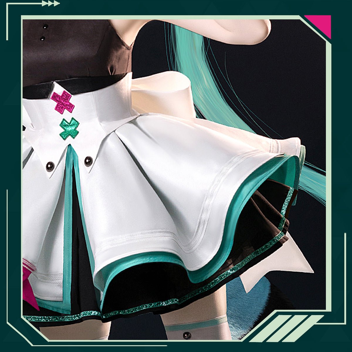 Hatsune Miku Vocal Cosplay Costume Little Raccoon Dress with Waistband and Sleeves and Thigh Cosplay Costume - Qcoser