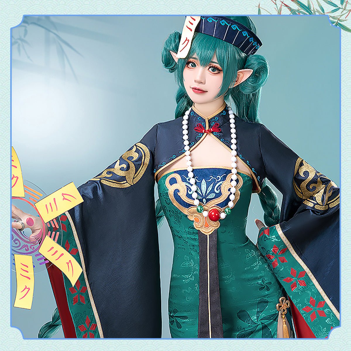 Hatsune Miku Vocal Little Zombie Top and Dress with Hat and Necklace Cosplay Costume - Qcoser