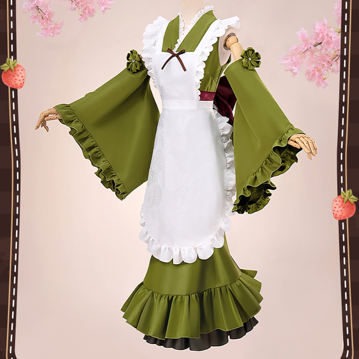 Hatsune Miku Vocaloid Creation Figure Sweet Green Tea Parfait Women Cute Dress Cosplay Costume - Qcoser