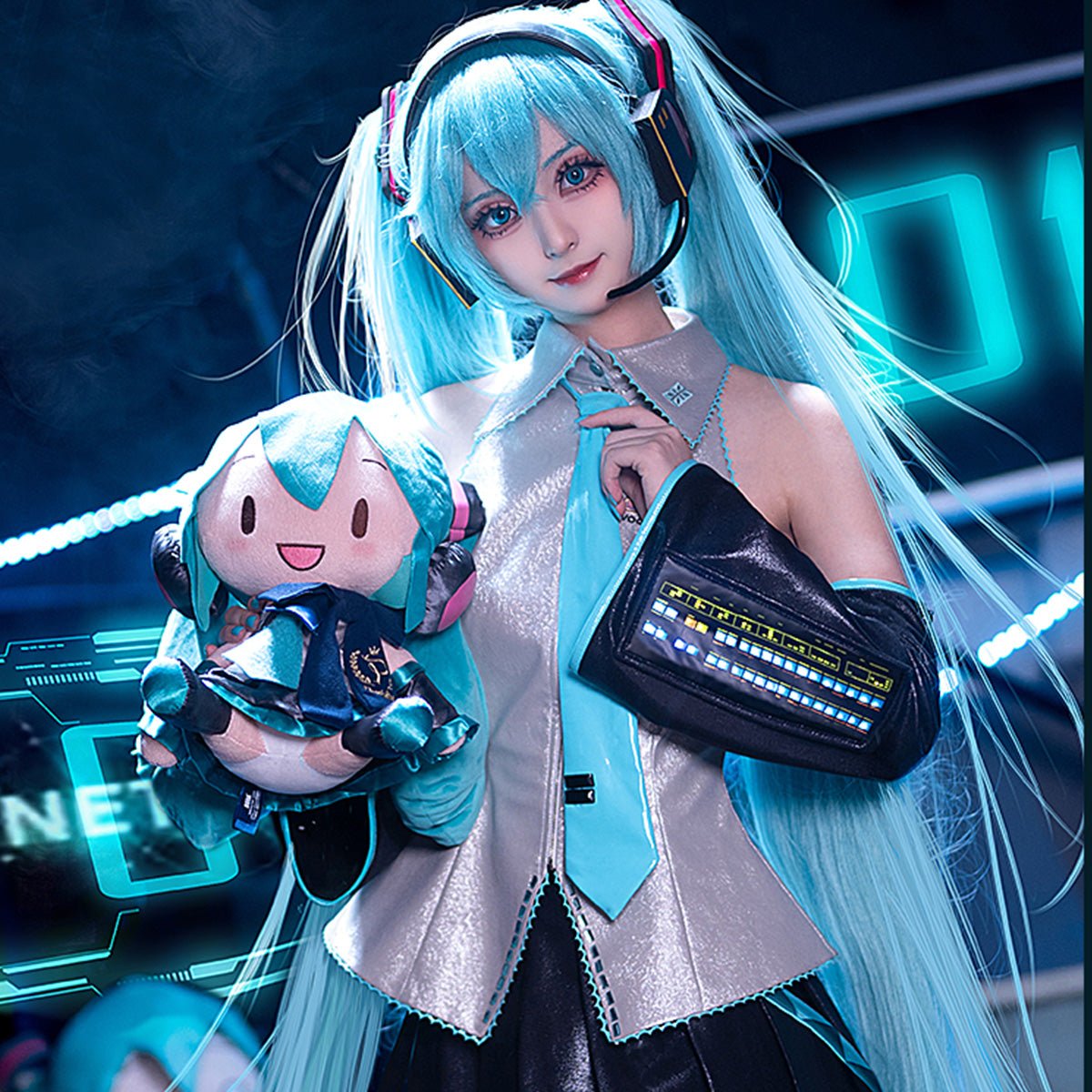 Hatsune Miku Vocaloid Miku LED Women Glowing Cosplay Costume - Qcoser