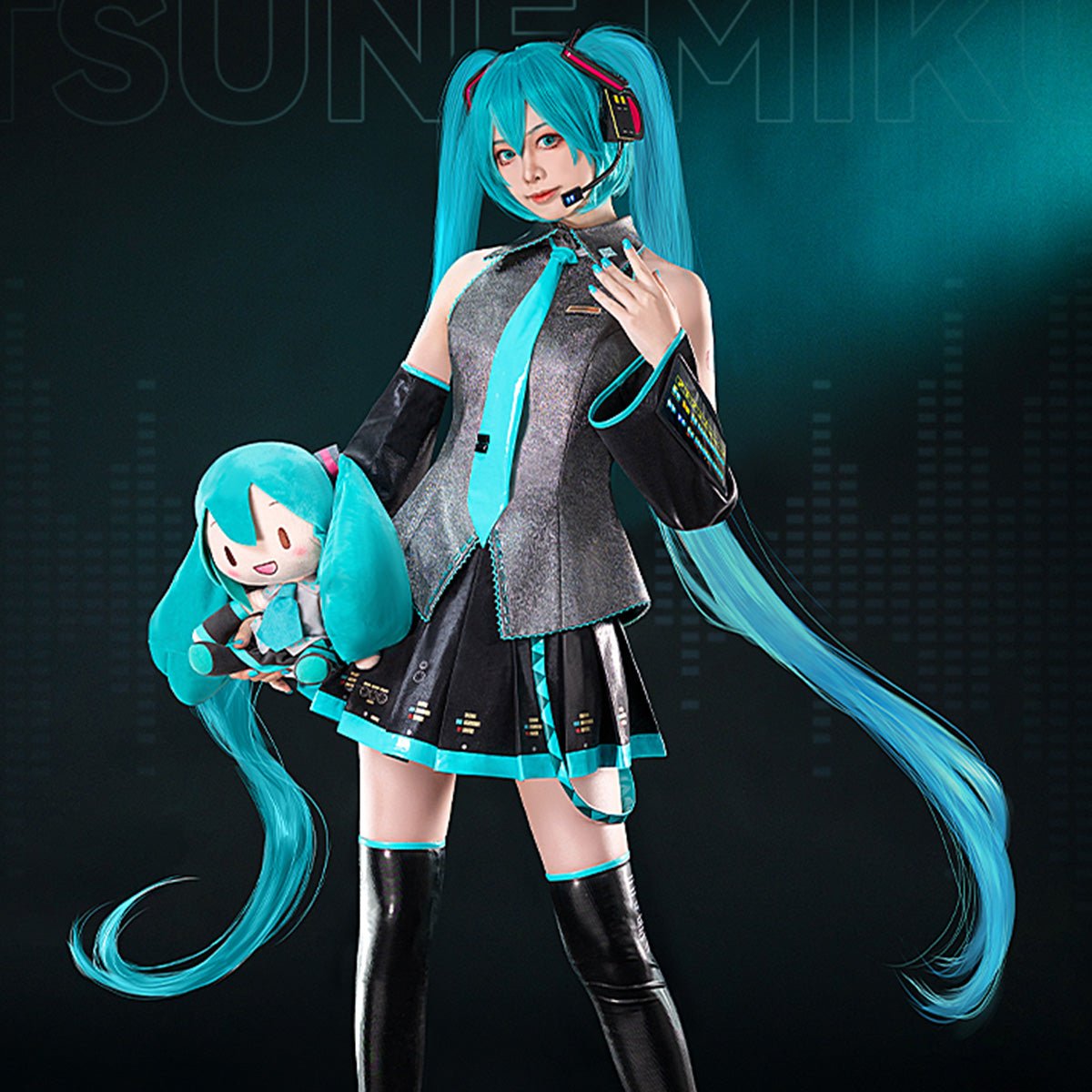 Hatsune Miku Vocaloid Miku LED Women Glowing Cosplay Costume - Qcoser