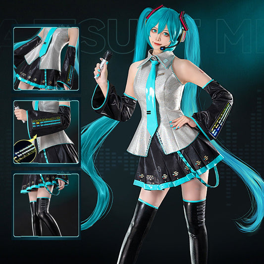 Hatsune Miku Vocaloid Miku LED Women Glowing Cosplay Costume - Qcoser