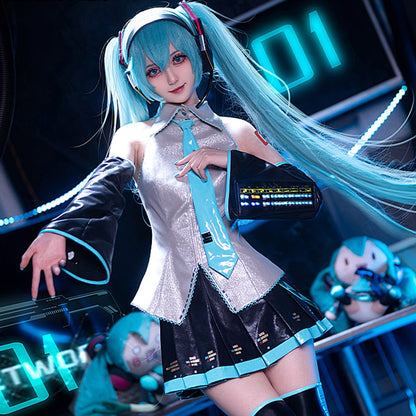 Hatsune Miku Vocaloid Miku LED Women Glowing Cosplay Costume - Qcoser